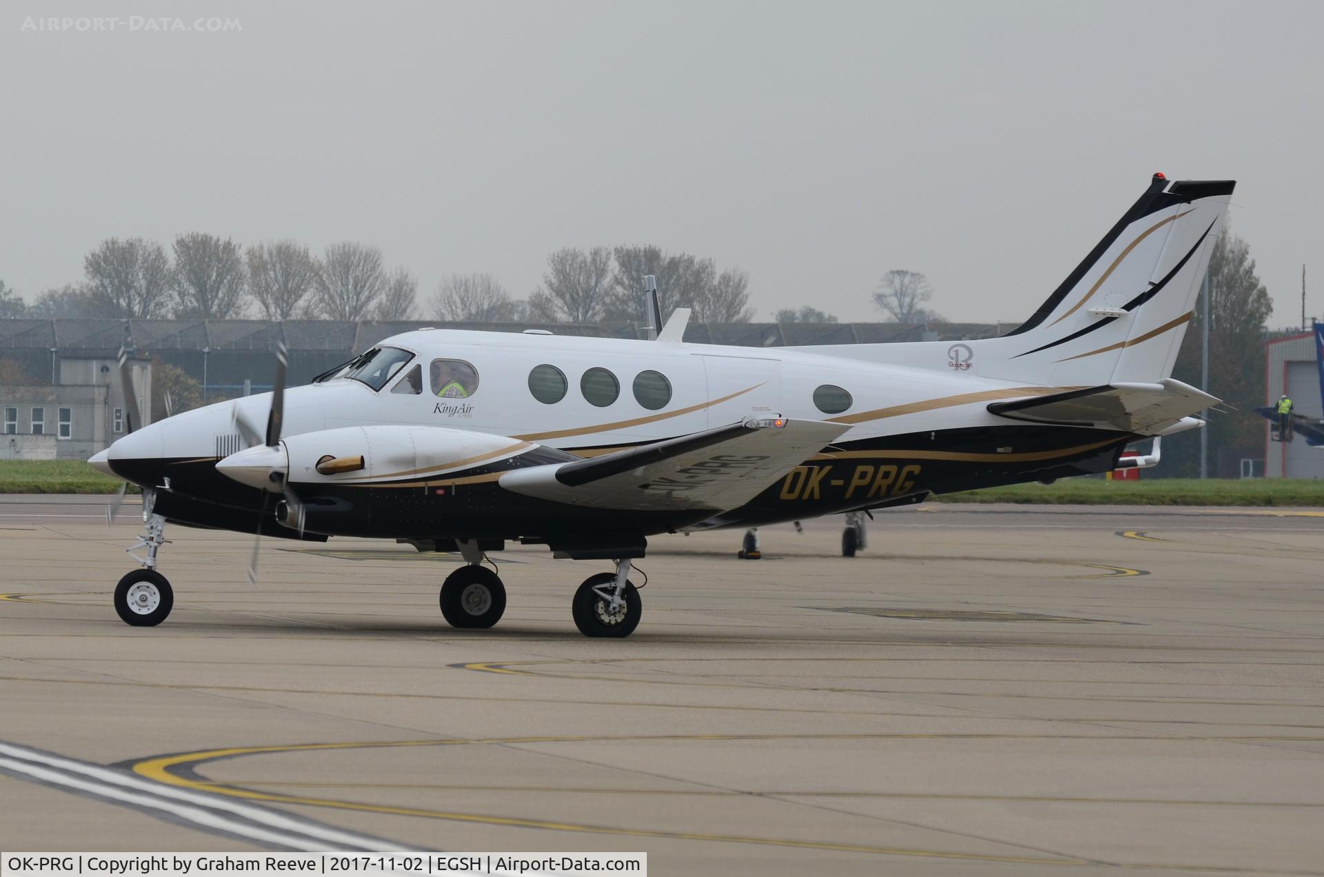 OK-PRG, 1993 Beech C90A King Air C/N LJ-1340, Departing from Norwich.
