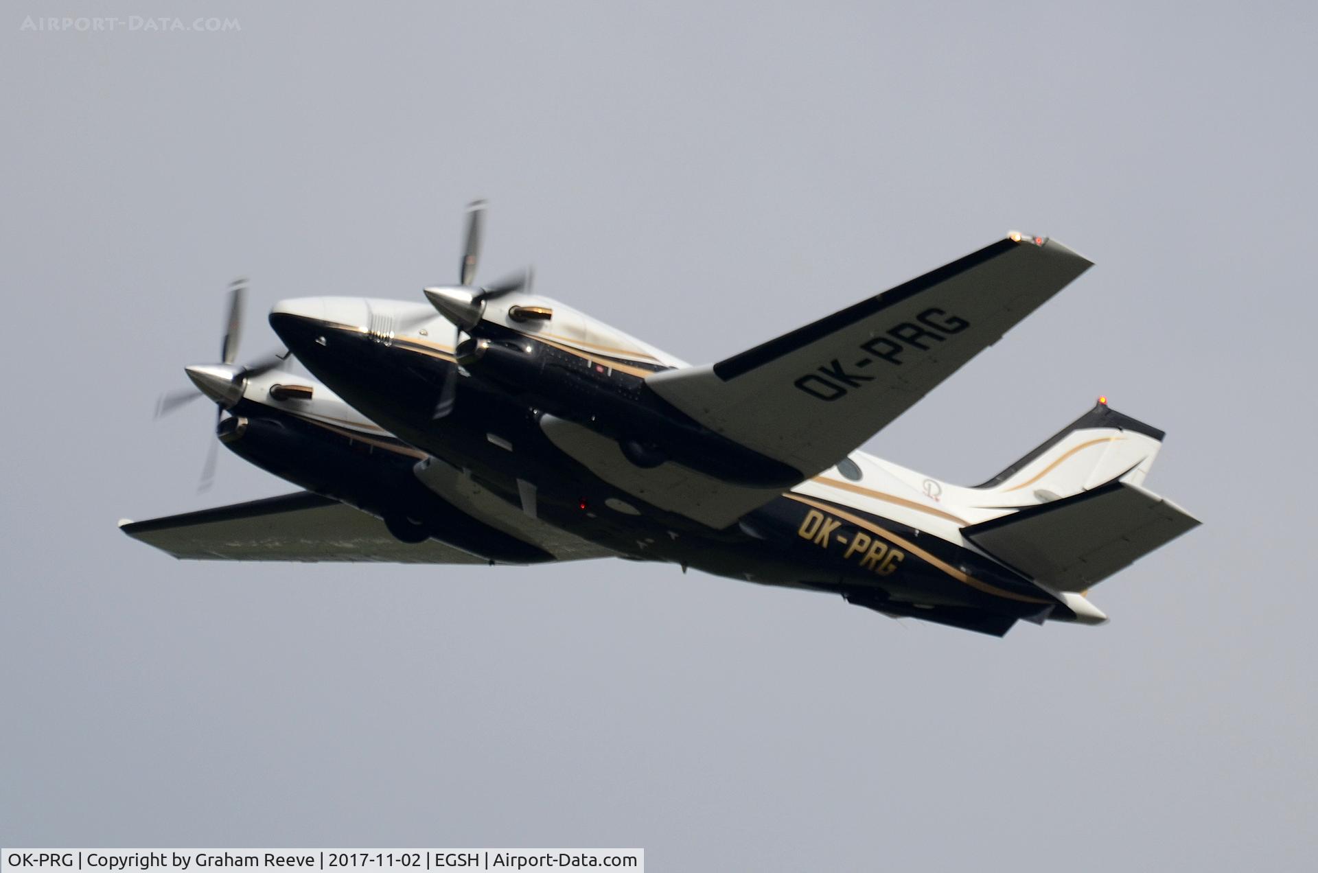 OK-PRG, 1993 Beech C90A King Air C/N LJ-1340, Departing from Norwich.