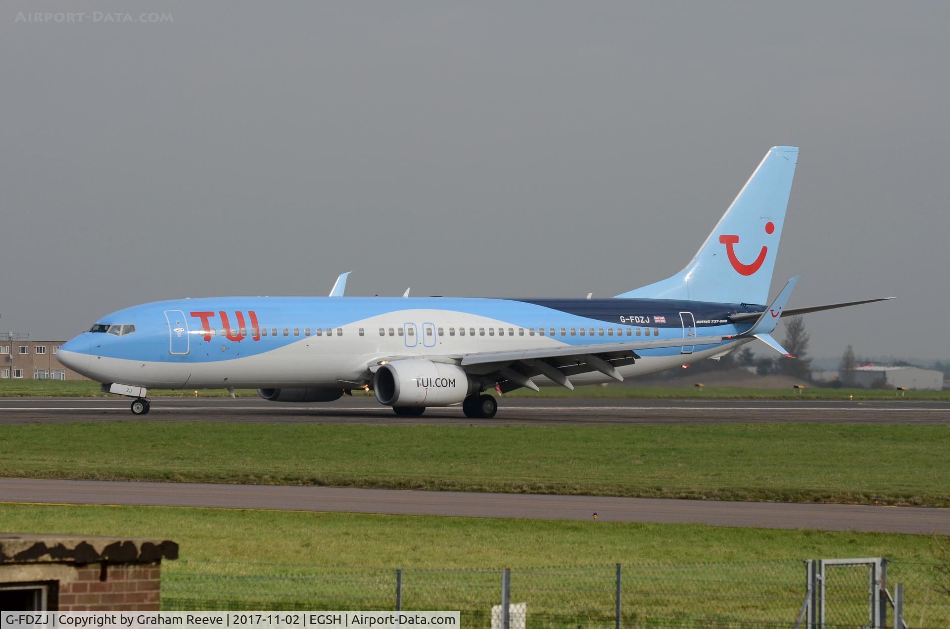 G-FDZJ, 2007 Boeing 737-8K5 C/N 34690, Just landed at Norwich.
