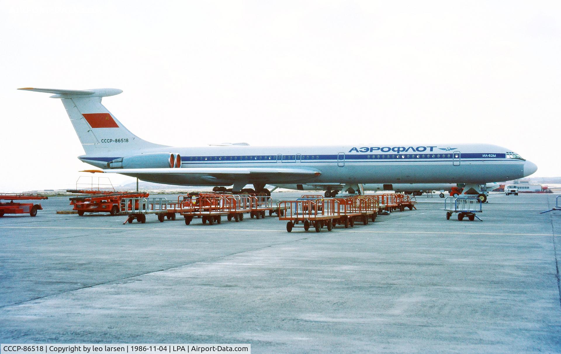 CCCP-86518, 1981 Ilyushin Il-62M C/N 3139956, Las Palmas 4.11.1986