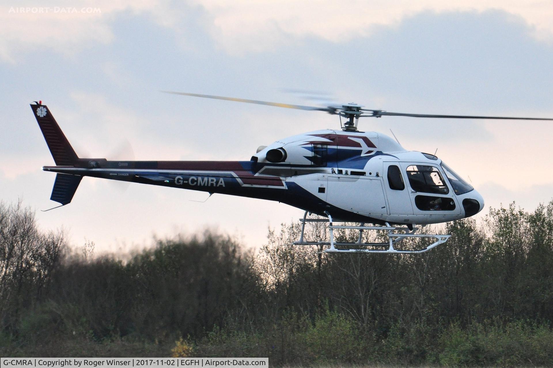 G-CMRA, 1994 Eurocopter AS-355N Twinstar C/N 5560, Visiting Ecuereuil II departing the airport.