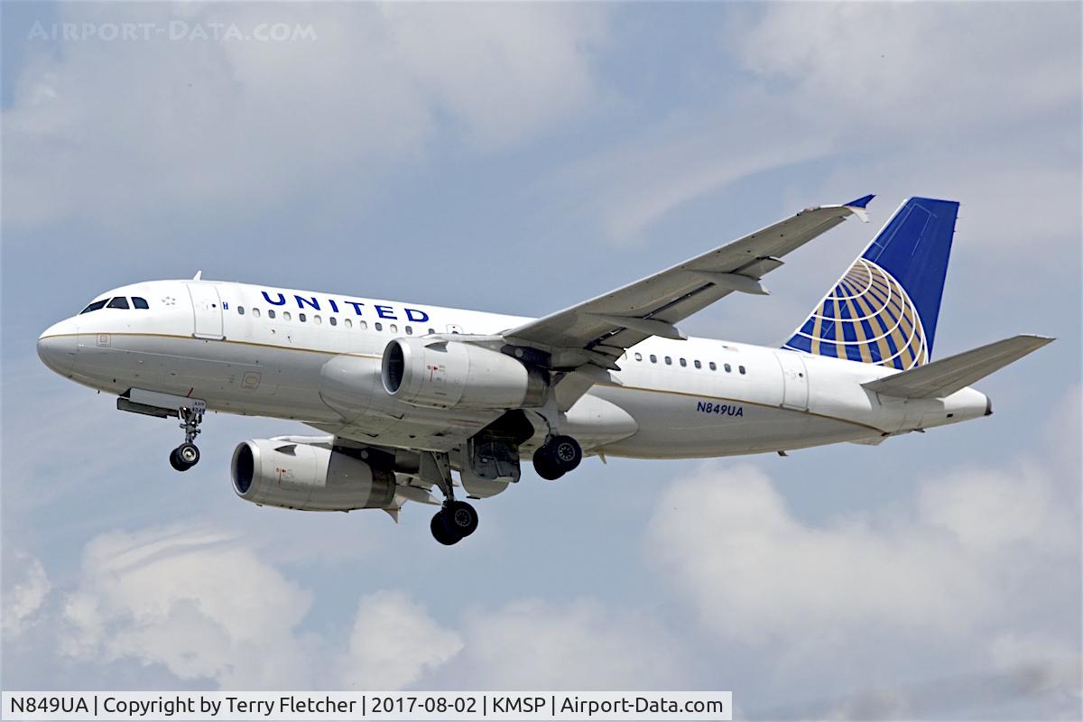 N849UA, 2002 Airbus A319-131 C/N 1649, at Minneapolis- St,Paul International Airport