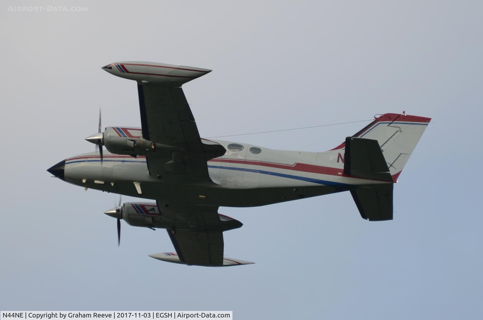 N44NE, 1970 Cessna 414 Chancellor Chancellor C/N 414-0070, Departing from Norwich.