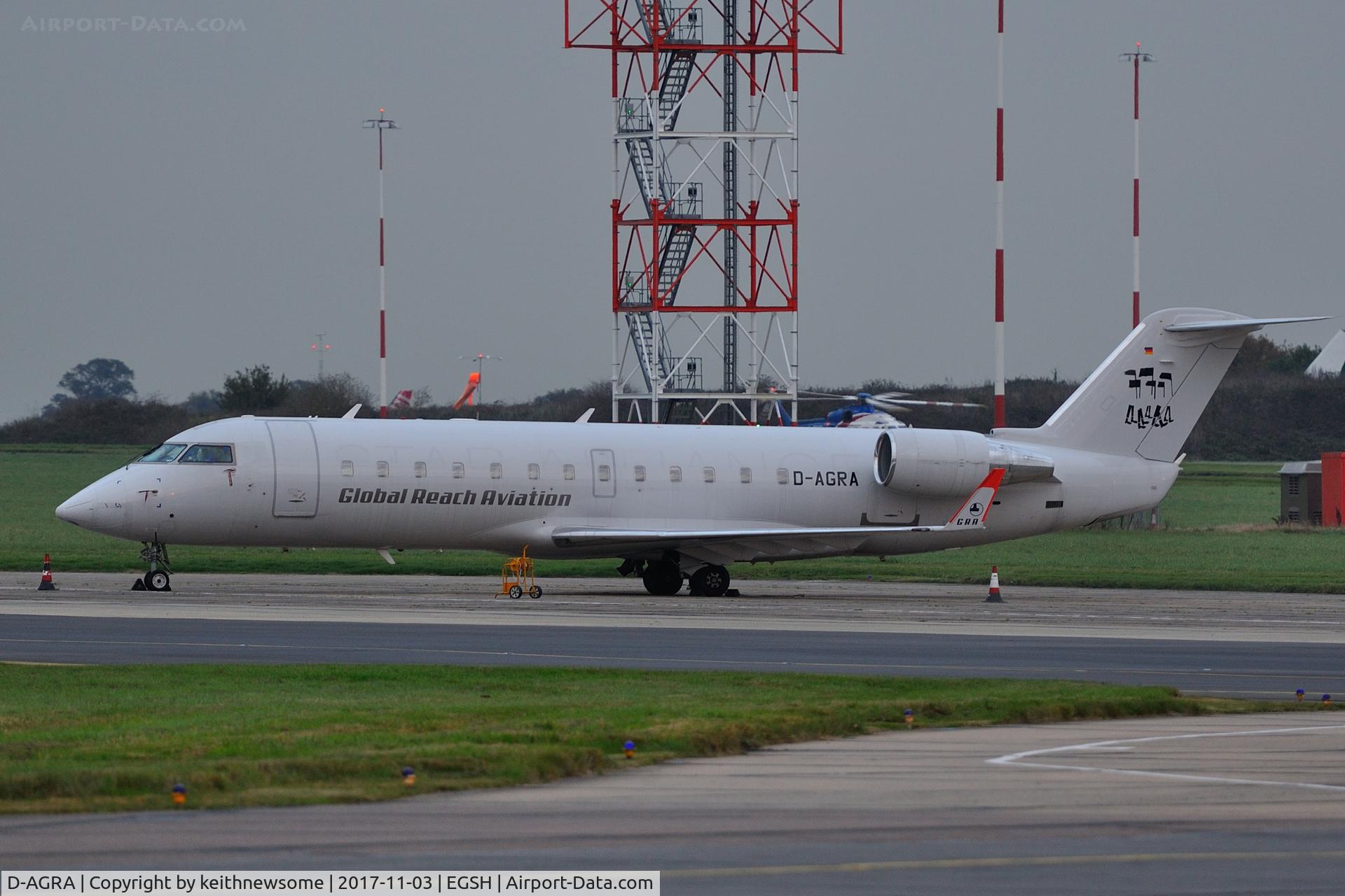 D-AGRA, 2000 Canadair CRJ-200LR (CL-600-2B19) C/N 7384, Possible football related arrival from Blackpool.