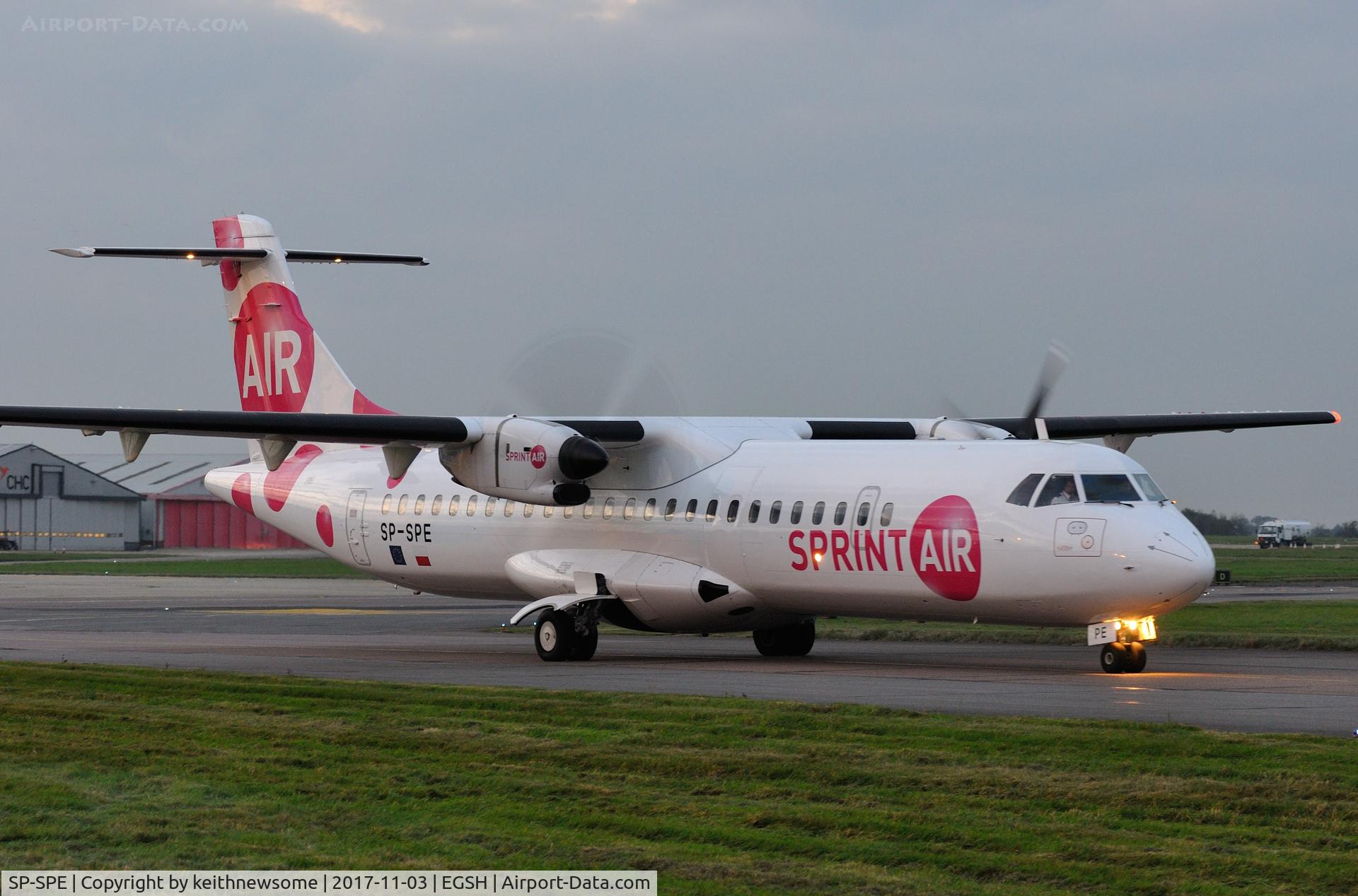 SP-SPE, 1995 ATR 72-202 C/N 441, Arriving to collect NCFC for Manchester.