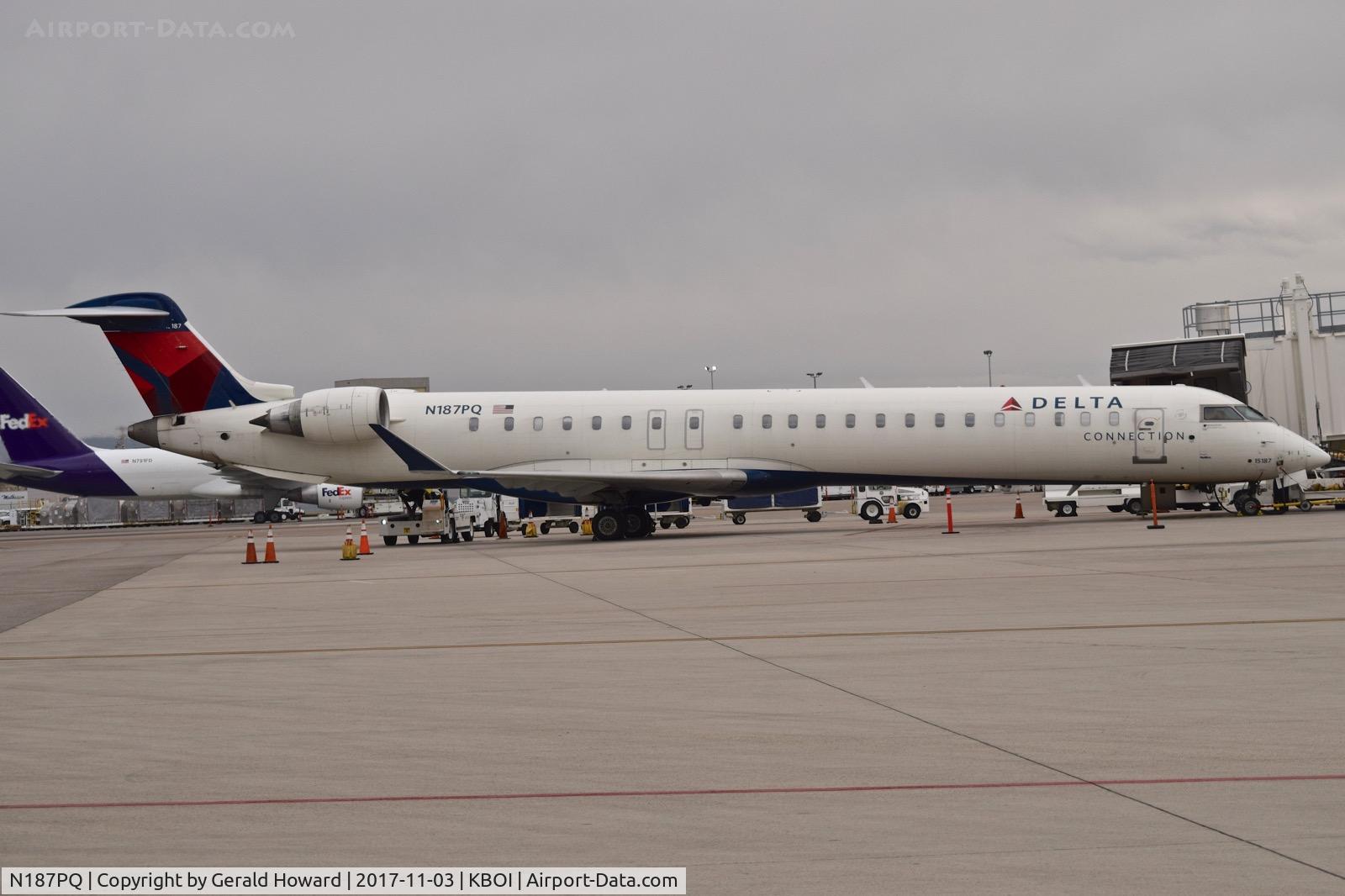 N187PQ, 2008 Bombardier CRJ-900ER (CL-600-2D24) C/N 15187, Parked at the Gate.