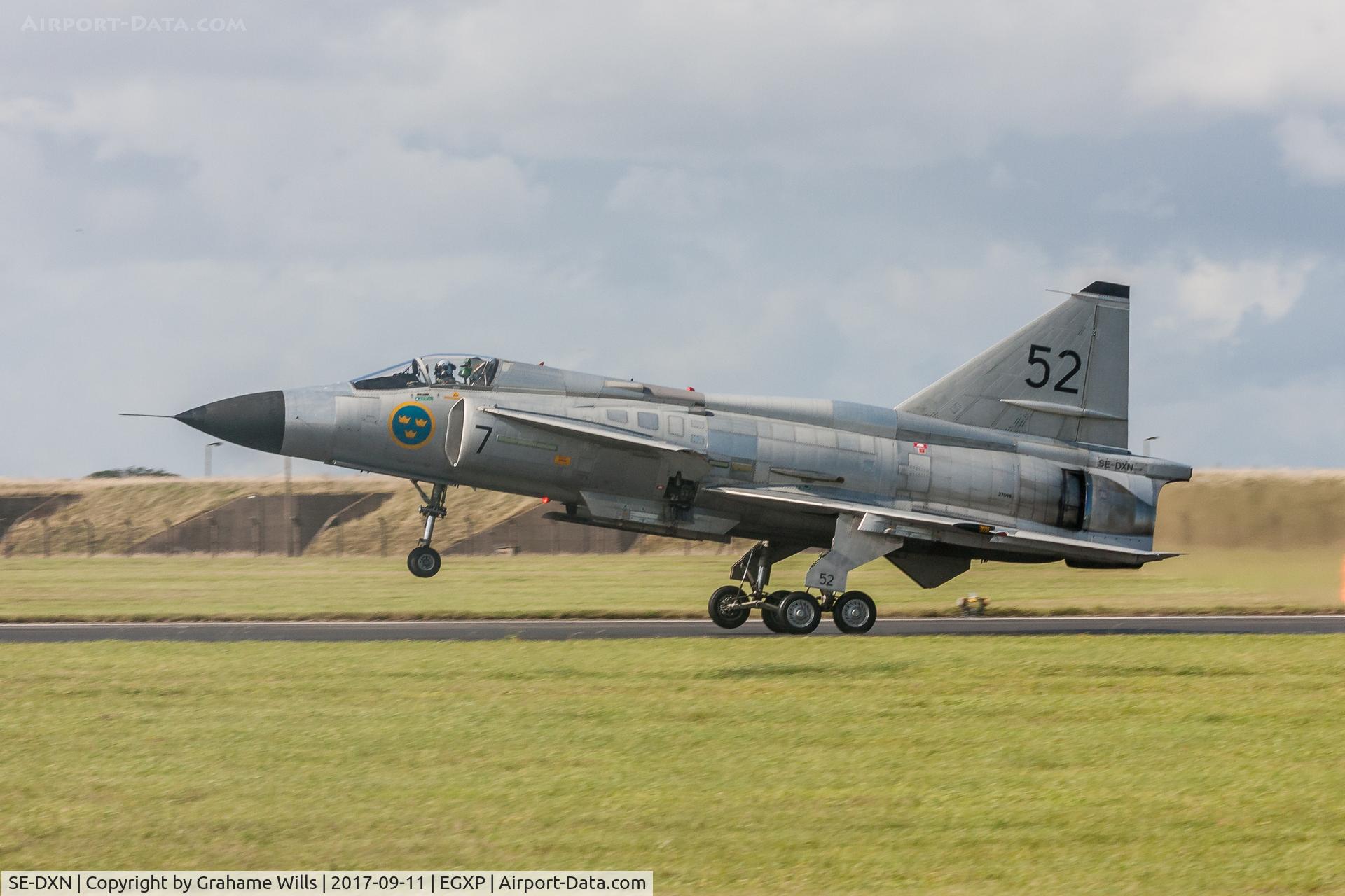 SE-DXN, 1977 Saab AJS 37 Viggen C/N 37098, SAAB AJS37 Viggen 37098 (SE-DXN) Swedish Air Force Historic Flight, Scampton 11/9/17
