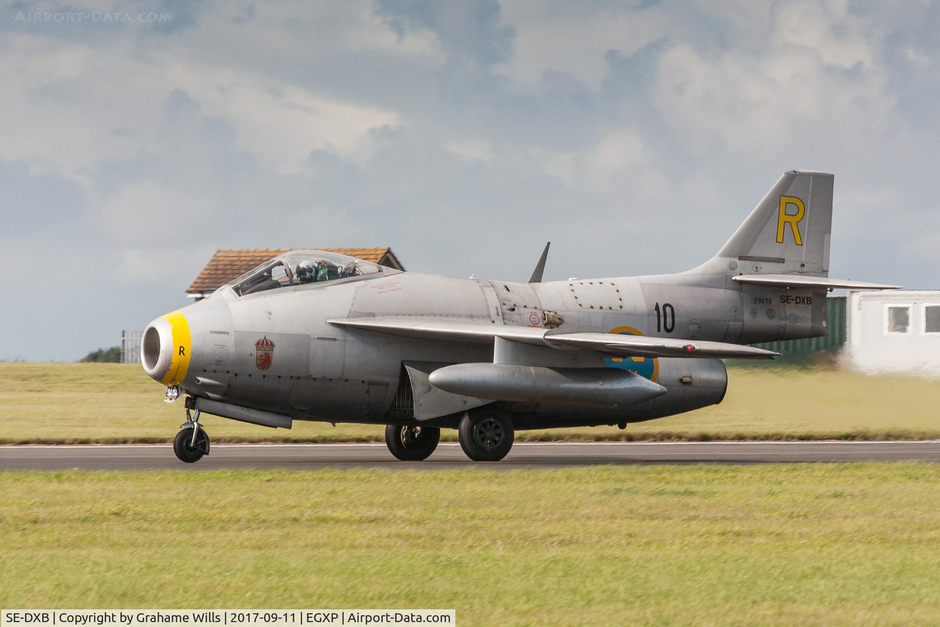 SE-DXB, 1955 Saab J-29F Tunnan C/N 29670, SAAB J29F Tunnan 29670 (SE-DXB) Swedish Air Force Historic Flight, Scampton 11/9/17