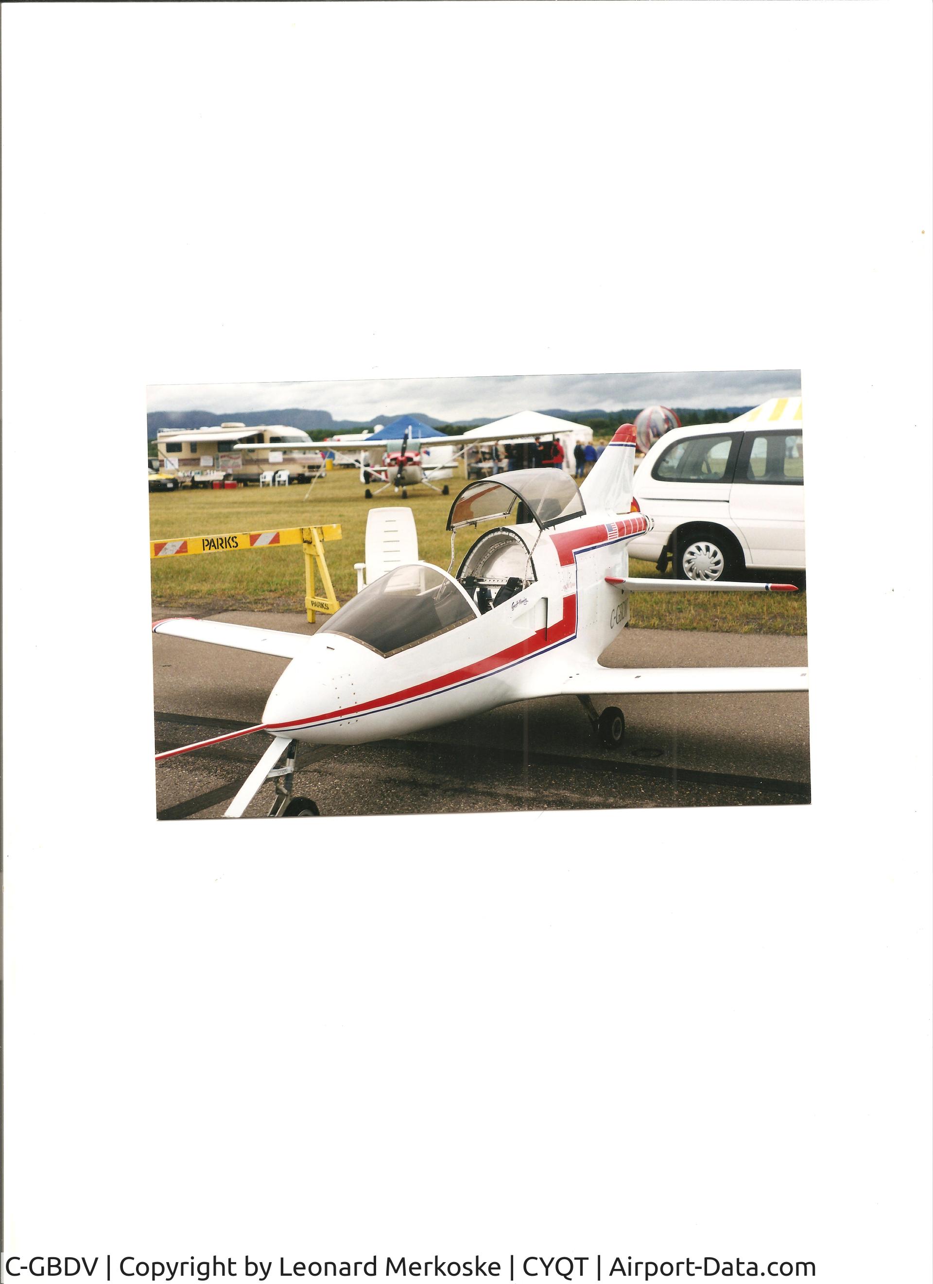C-GBDV, 2002 Bede BD-5J C/N 4672, This aircraft was on display at a Thunder Bay, ON airshow.  It was destroyed in a fatal accident on 16 June 2006 at Ottawa, ON.