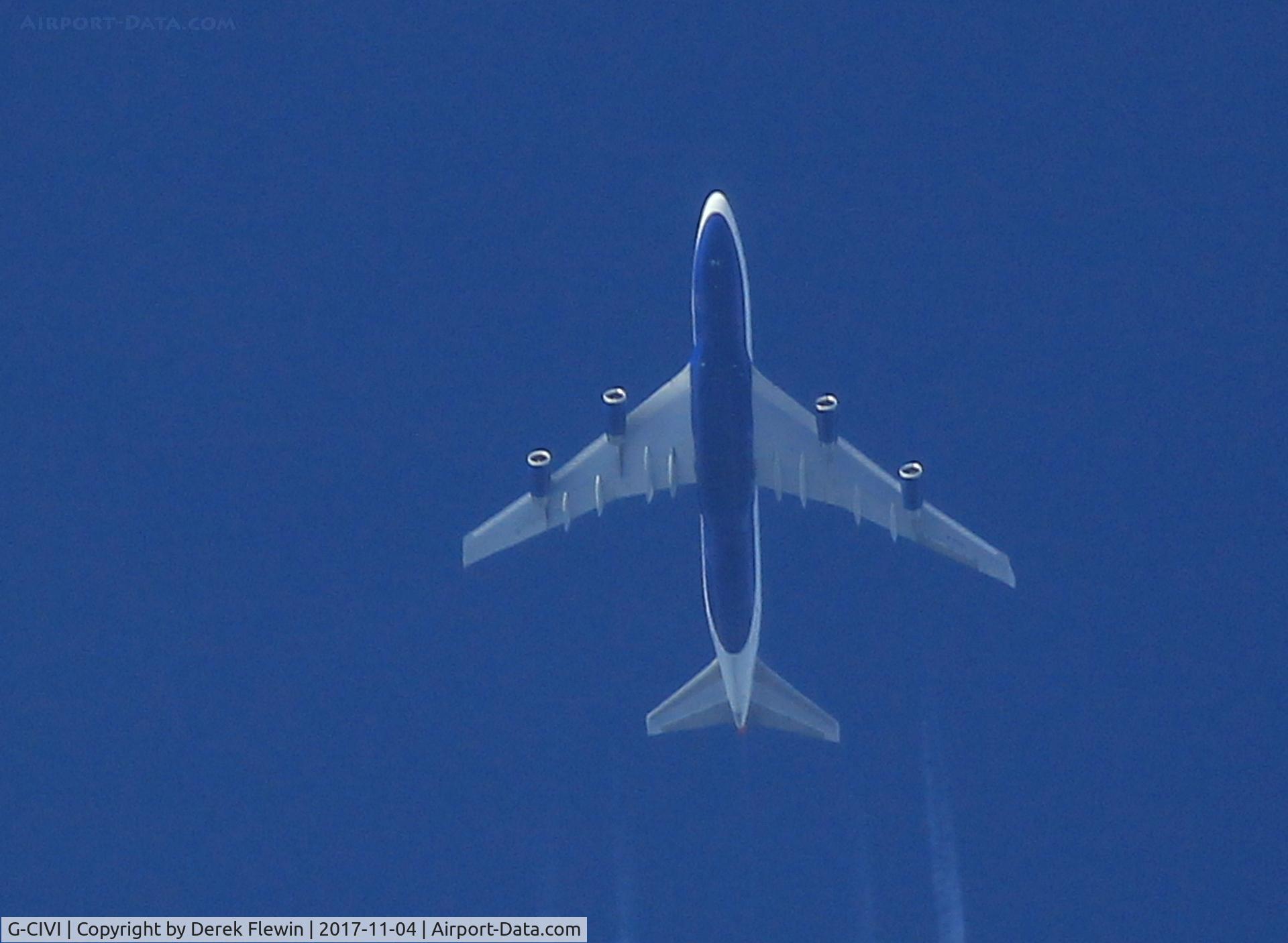 G-CIVI, 1996 Boeing 747-436 C/N 25814, 747-436, British Airways, 29000' 436kts, overhead Tycoch  area of Swansea.