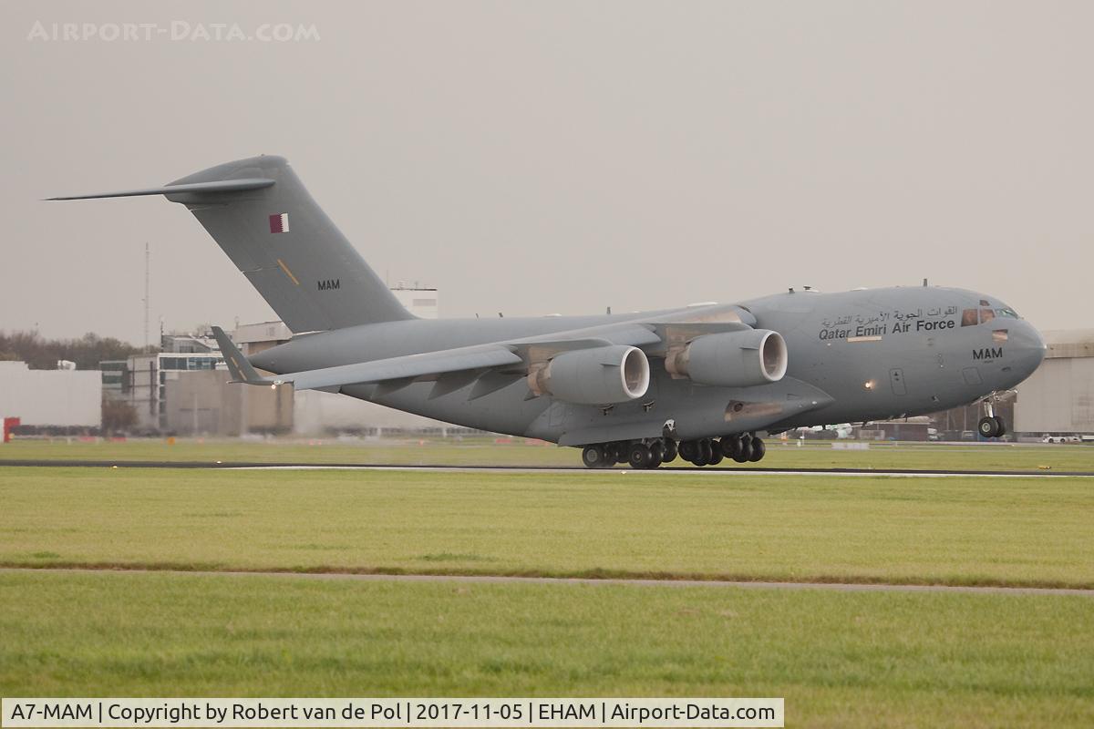 A7-MAM, 2015 Boeing C-17A Globemaster III C/N F-274, 2017-11-05 EHAM A7-MAM C-17A Qatar Emiri Air Force