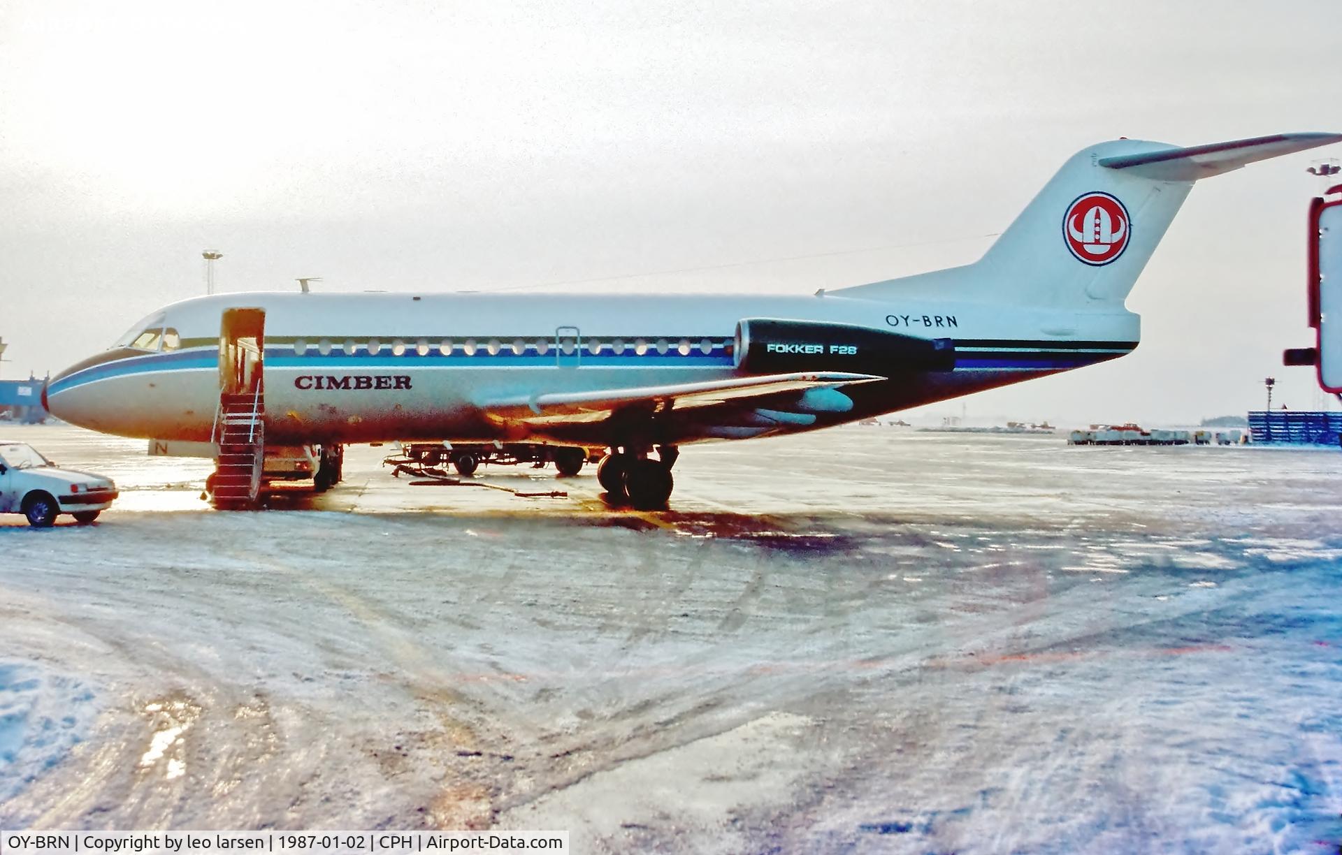 OY-BRN, 1979 Fokker F-28-4000 Fellowship C/N 11151, Copenhagen 2.1.1987