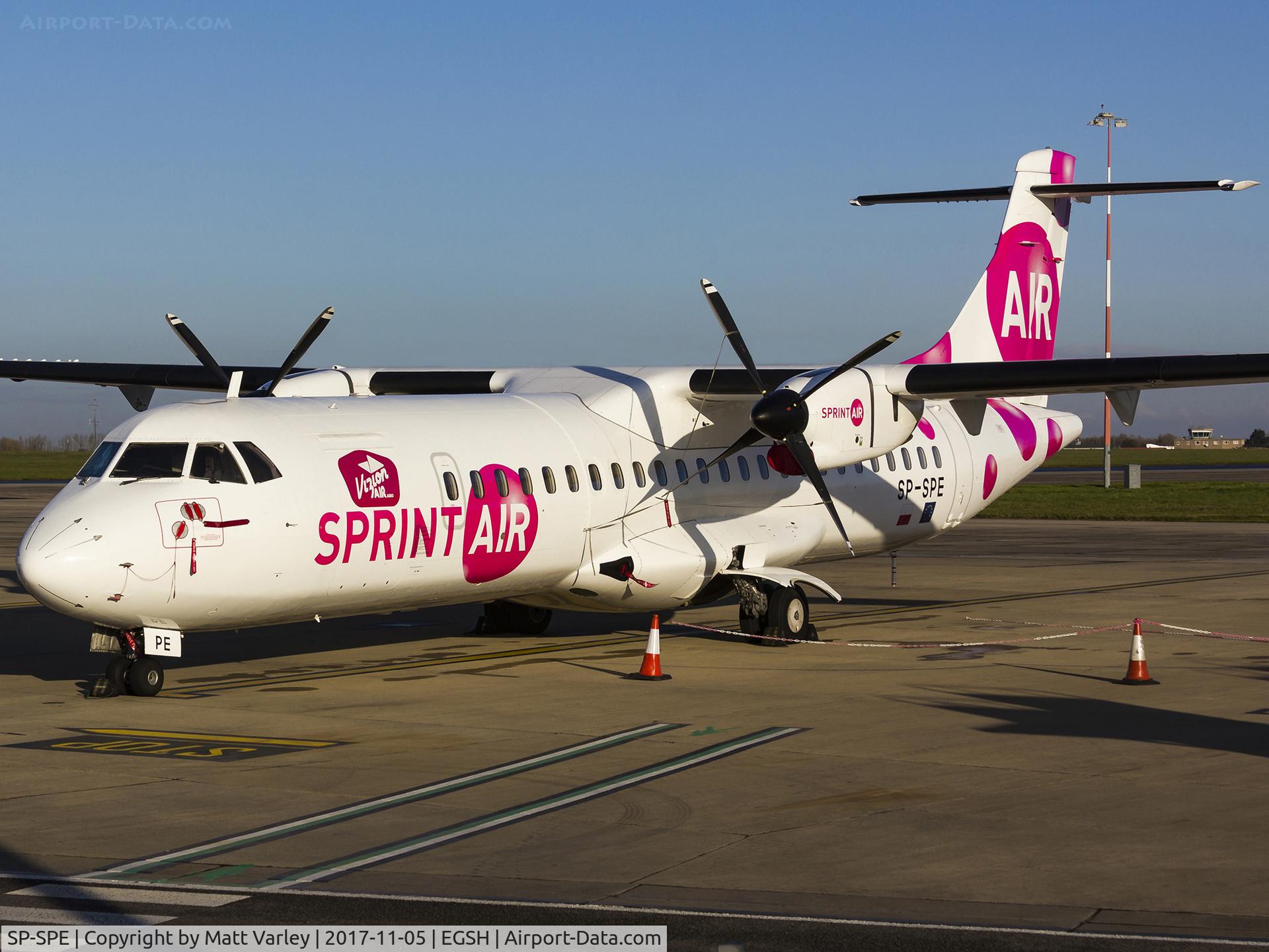 SP-SPE, 1995 ATR 72-202 C/N 441, Sat on stand 5 @ NWI in some lovely morning sun.....