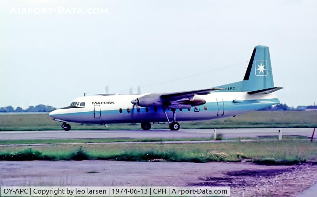 OY-APC, 1970 Fokker F-27-500 Friendship C/N 10431, Copenhagen 13.6.1974