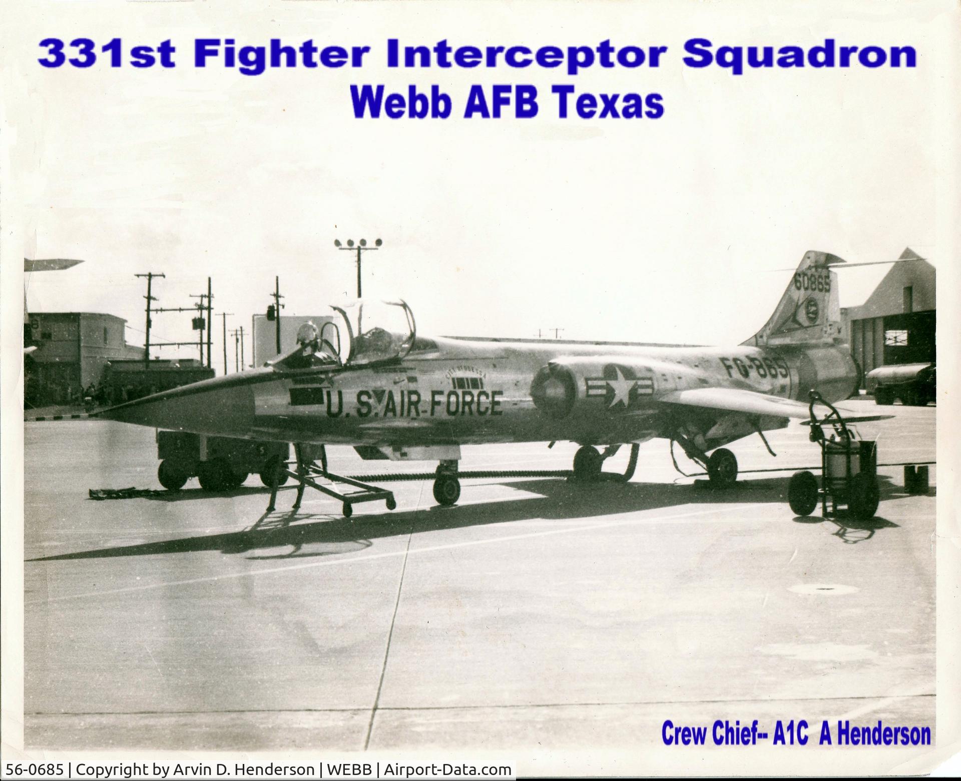 56-0685, 1956 Boeing B-52D Stratofortress C/N 464056, I was the crew chief on 56-0865 when it was stationed at Webb Air Force Base