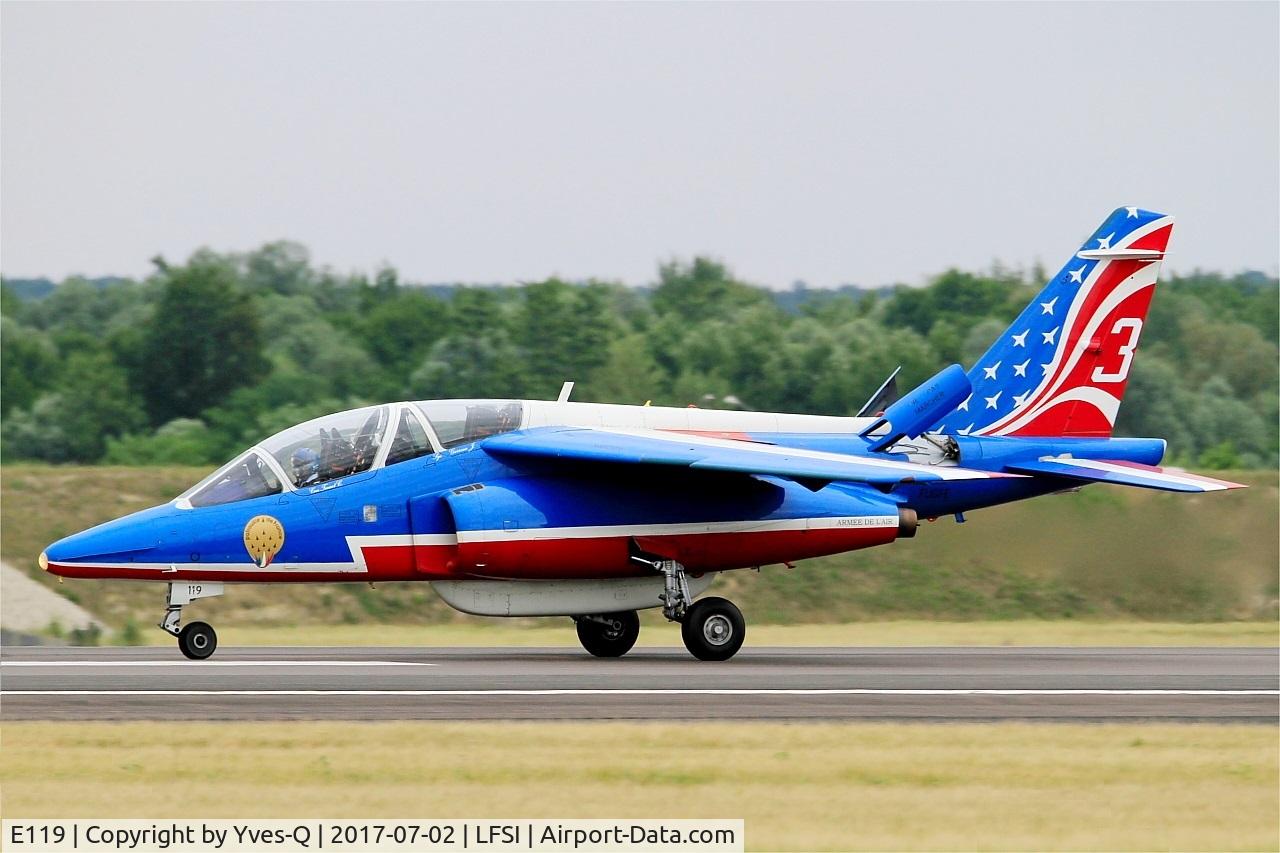 E119, Dassault-Dornier Alpha Jet E C/N E119, Dassault-Dornier Alpha Jet E (F-UGFE), Athos 03 of Patrouille de France 2017, Landing rwy 29, St Dizier-Robinson Air Base 113 (LFSI) Open day 2017