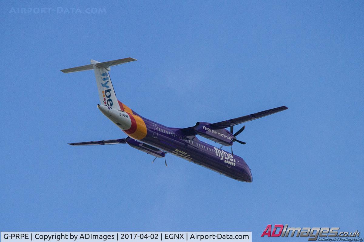 G-PRPE, 2008 De Havilland Canada DHC-8-402Q Dash 8 Dash 8 C/N 4209, G-PRPE on take off from east midlands airport