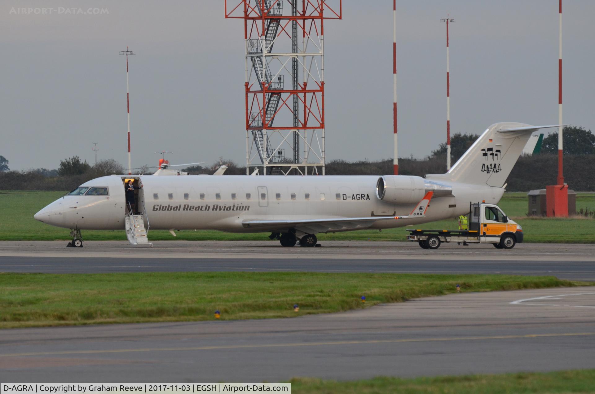 D-AGRA, 2000 Canadair CRJ-200LR (CL-600-2B19) C/N 7384, Parked at Norwich.