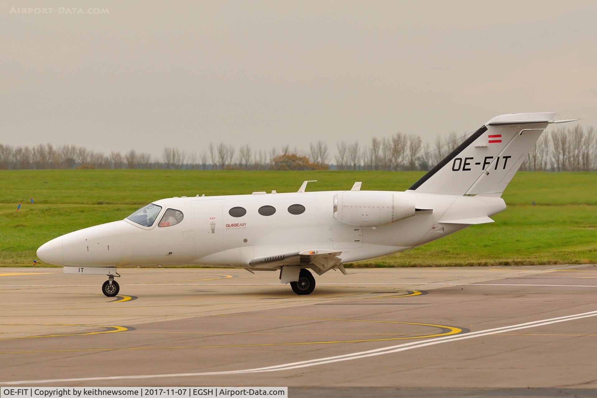 OE-FIT, 2010 Cessna 510 Citation Mustang Citation Mustang C/N 510-0319, Arriving at Norwich from Biggin Hill.
