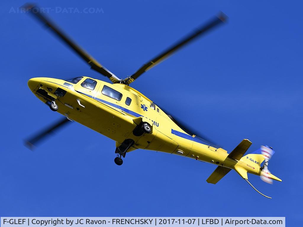F-GLEF, 1998 Agusta A-109E Power C/N 11027, SAMU33 landing FATO 23 from Pellegrin hospital