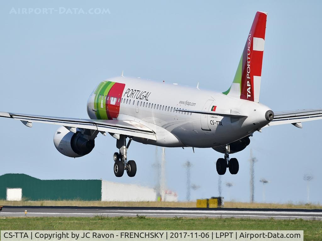 CS-TTA, 1997 Airbus A319-111 C/N 750, TP803 landing runway 03 from Milan (MXP)