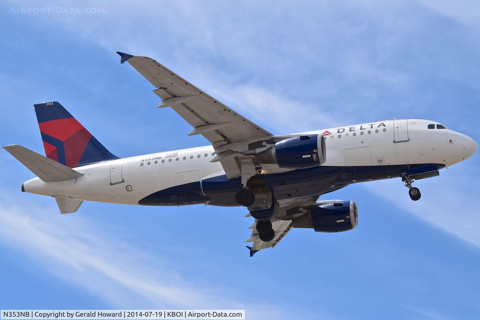 N353NB, 2002 Airbus A319-114 C/N 1828, Departing BOI.