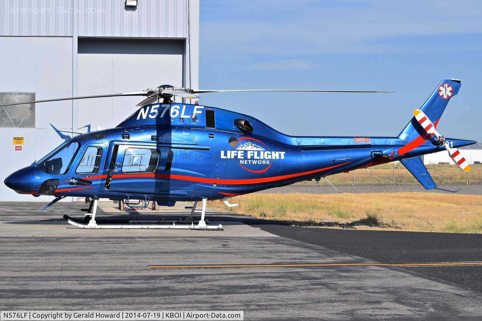 N576LF, 2013 AgustaWestland AW-119 MkII Koala C/N 14791, parked on the life Flight ramp.