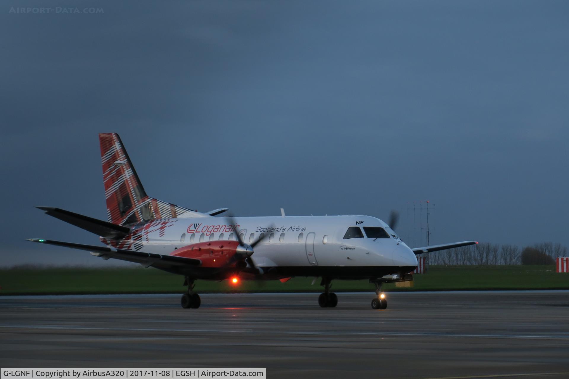 G-LGNF, 1990 Saab SF340B C/N 340B-192, Departing NWI