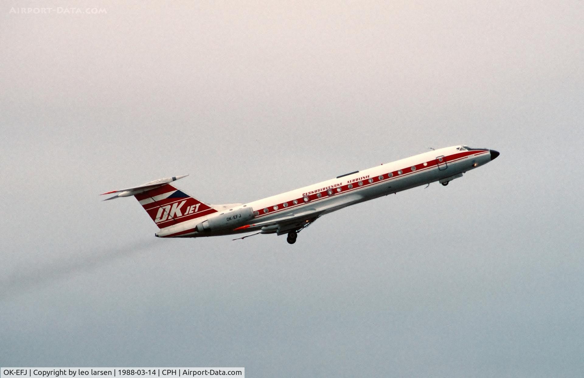 OK-EFJ, 1974 Tupolev Tu-134A C/N 4323128, Copenhagen 14.3.1988