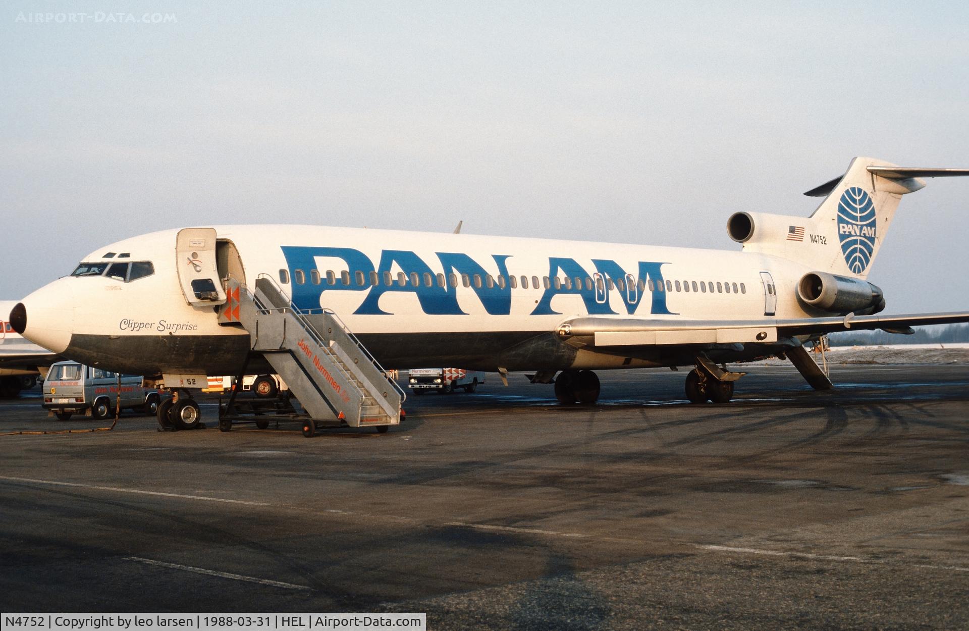 N4752, 1968 Boeing 727-235 C/N 19472, Helsinki 31.3.1988