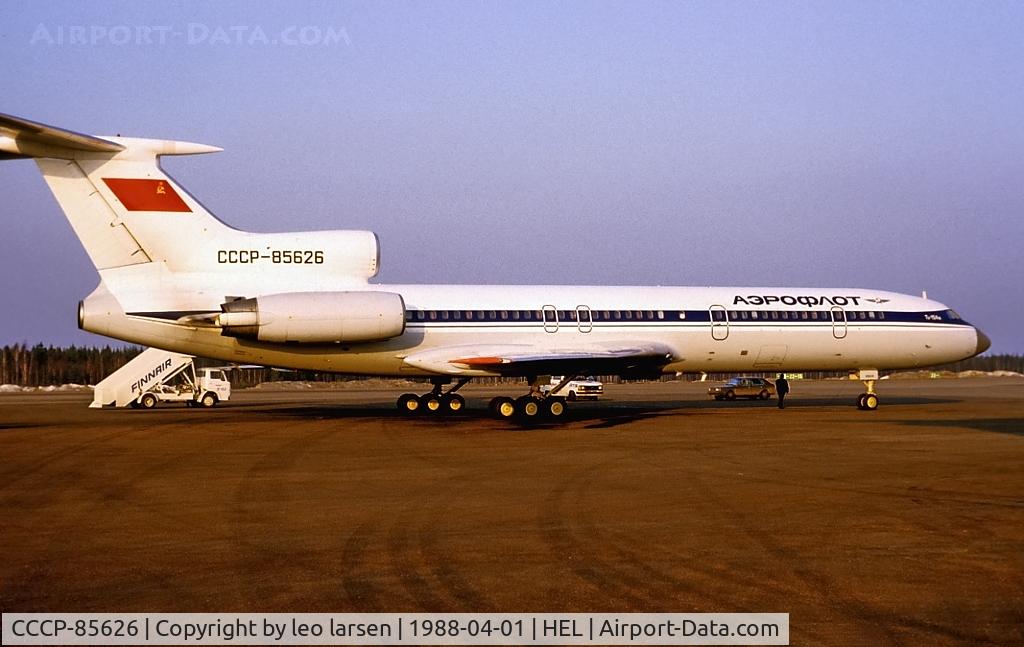 CCCP-85626, 1987 Tupolev Tu-154M C/N 87A753, Helsinki 1.4.1988