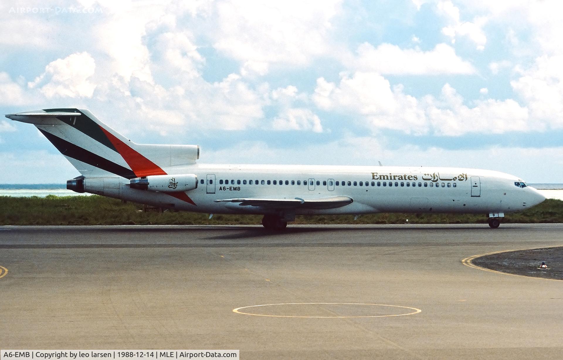 A6-EMB, 1982 Boeing 727-264 C/N 22982, Male Maldives.14.12.1988