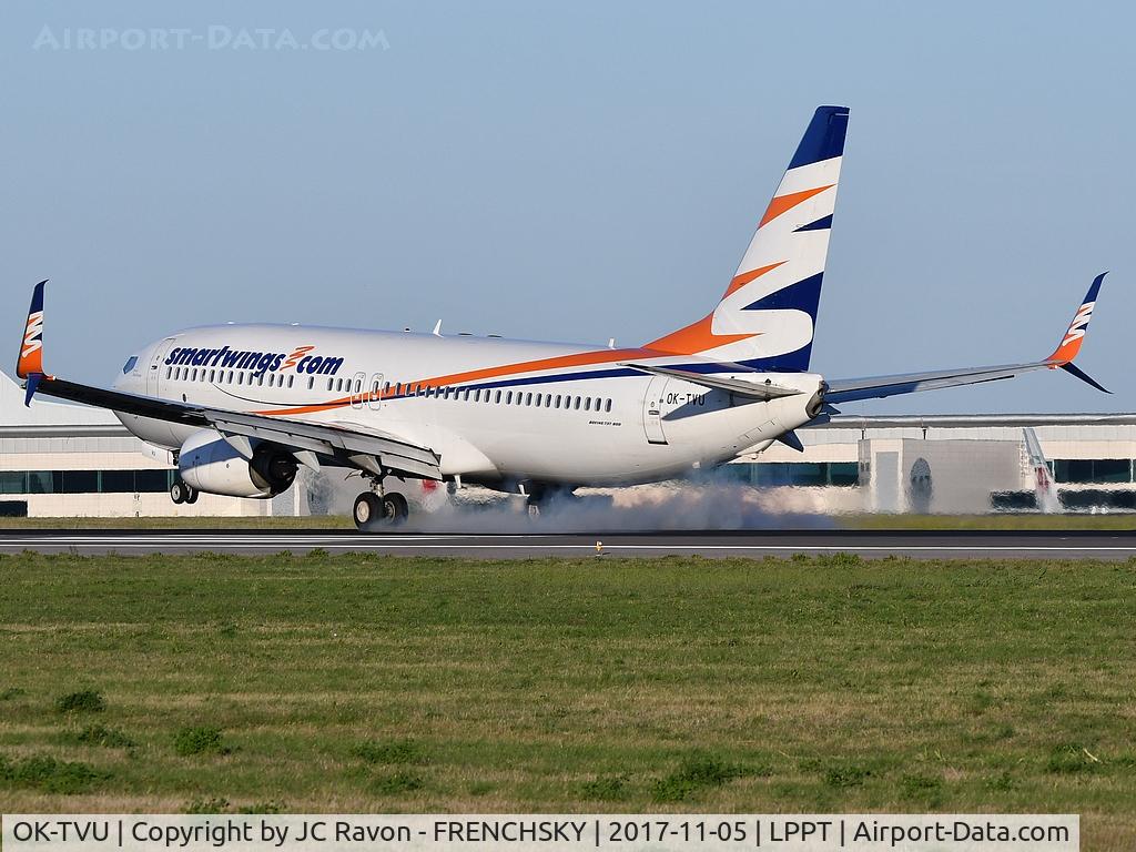 OK-TVU, 2012 Boeing 737-86N C/N 38025, landing runway 03, SmartWings - Travel Service OK710 from Prague (PRG)