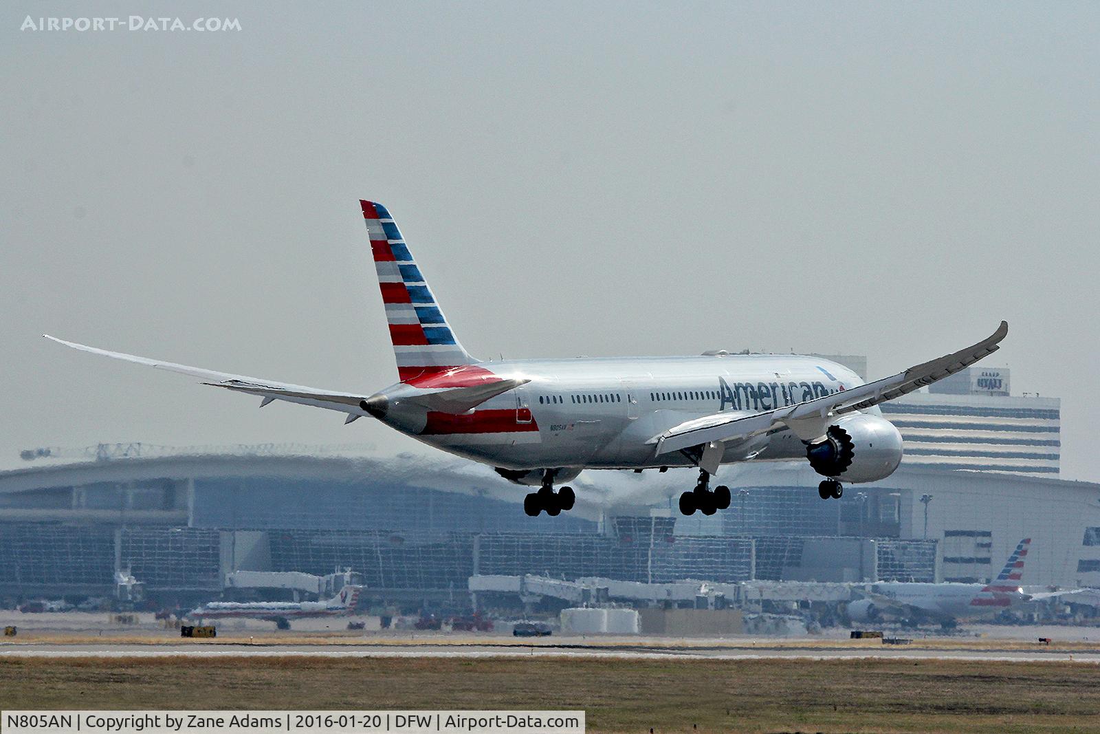 N805AN, 2015 Boeing 787-8 Dreamliner C/N 40623, Arriving at DFW Airport