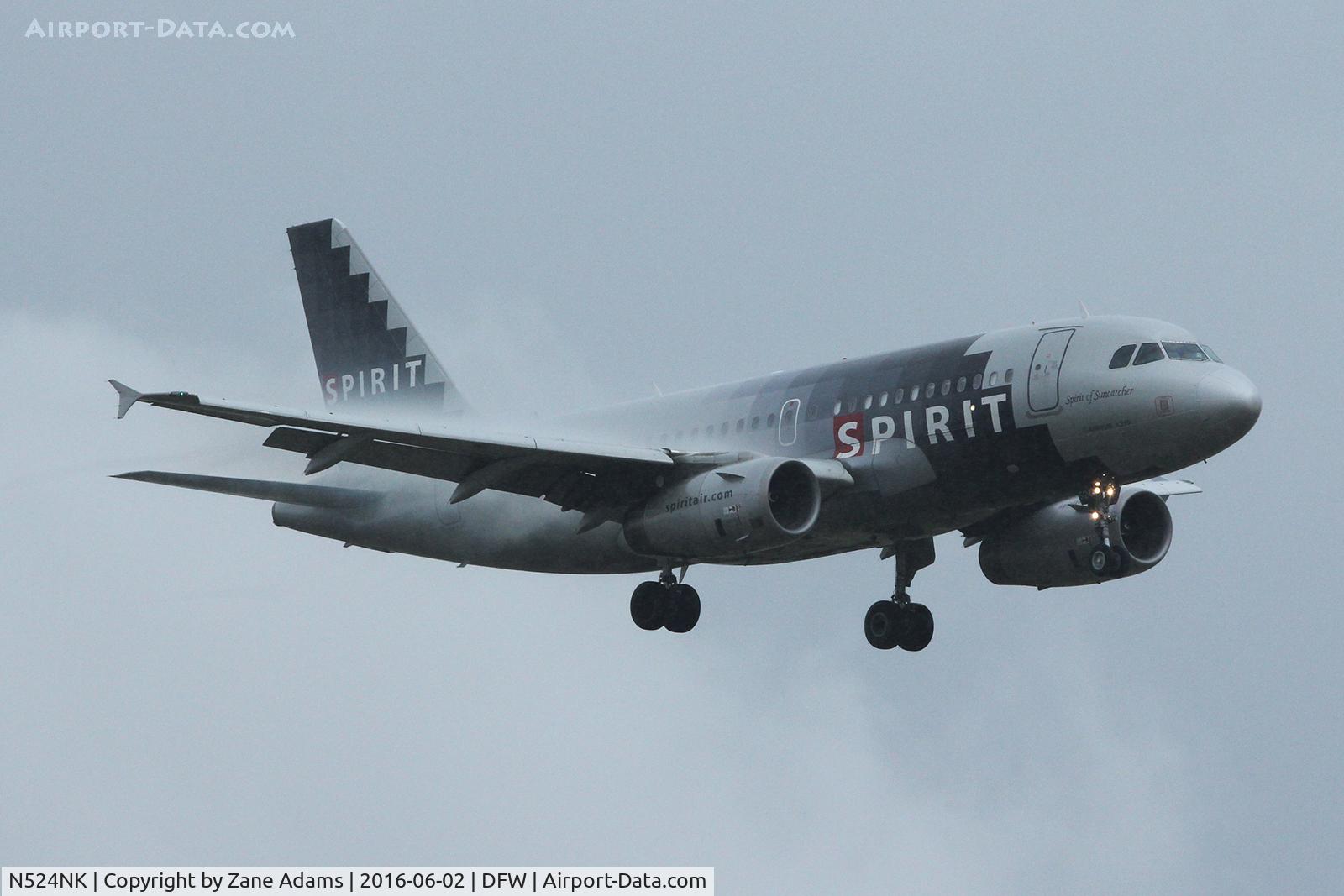 N524NK, 2006 Airbus A319-132 C/N 2929, Arriving at DFW Airport