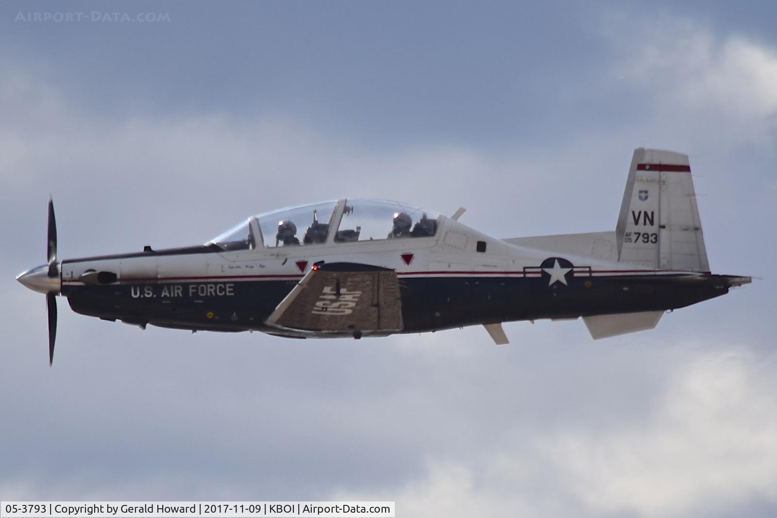 05-3793, 2005 Raytheon T-6A Texan II C/N PT-345, Departing BOI. 71st Flying Training Wing, Vance AFB, OK.