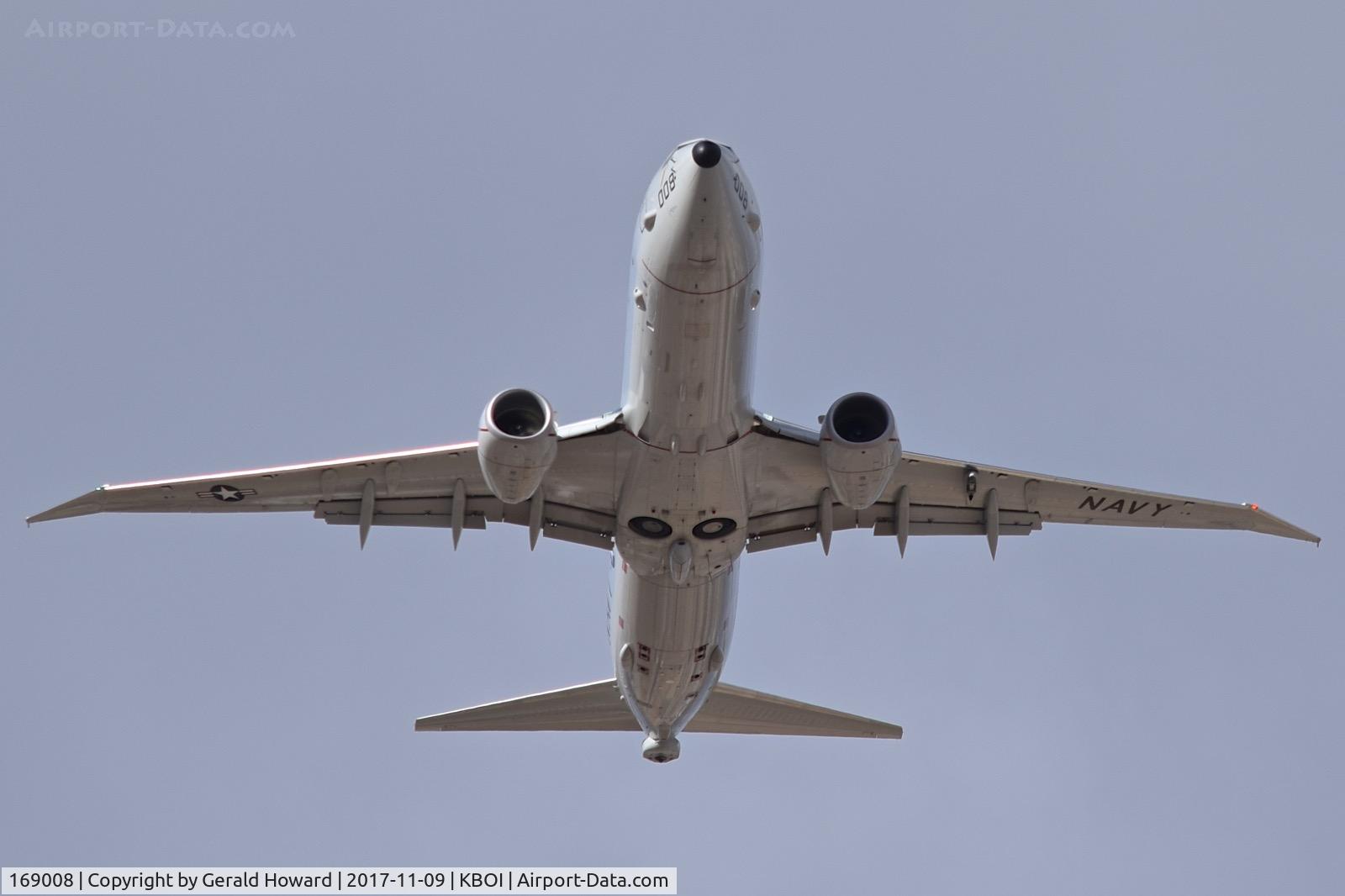 169008, 2016 Boeing P-8A Poseidon C/N 44949, Departing BOI.  VP-4 