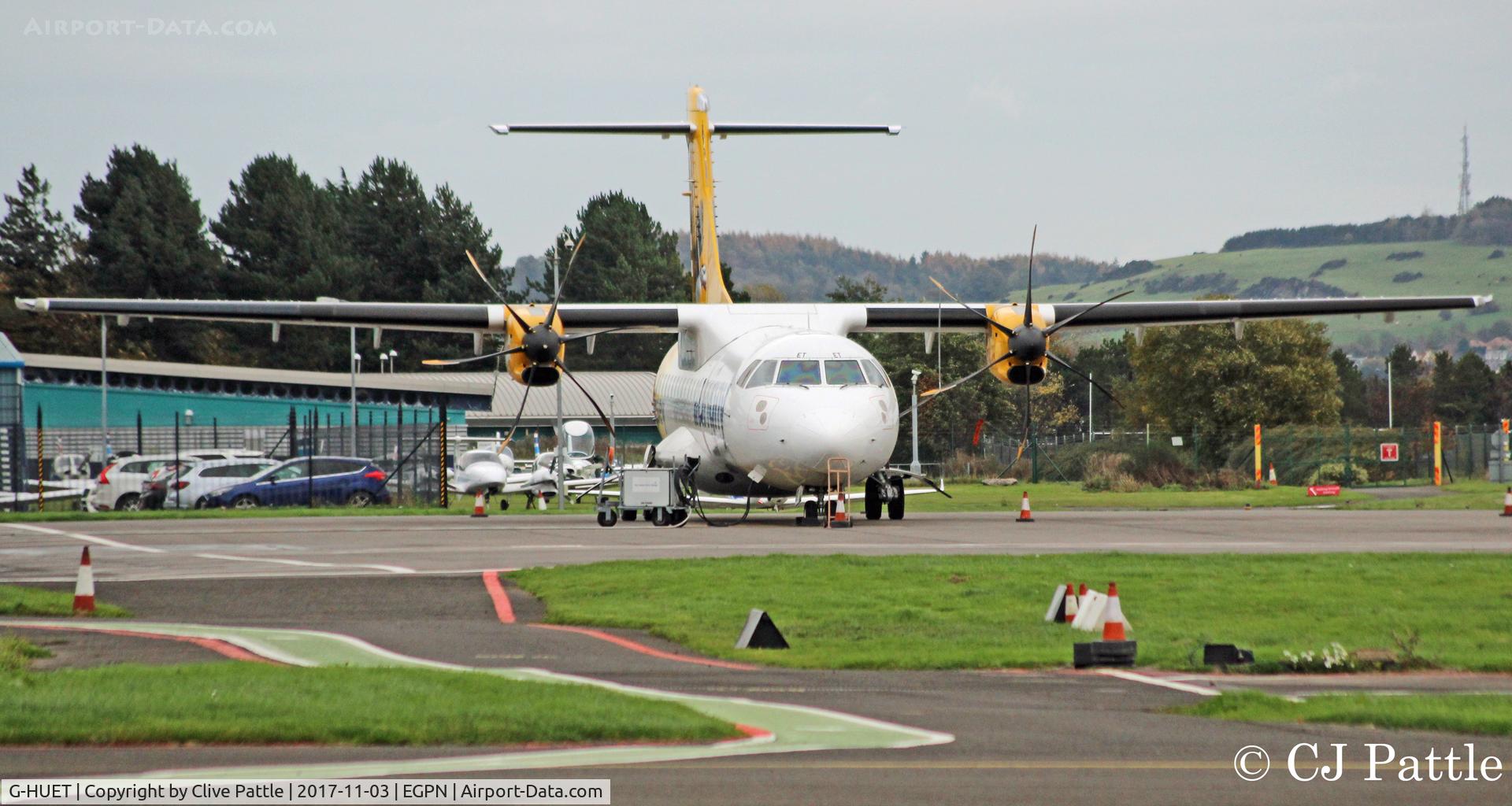 G-HUET, 1999 ATR 42-500 C/N 584, Pictured on the ramp at Dundee a few days after starting its lease to Loganair to operate the twice daily Dundee to Stansted flights.