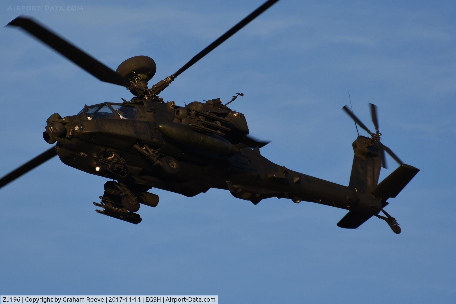 ZJ196, 2004 Westland Apache AH.1 C/N WAH.31, Landing at Norwich.