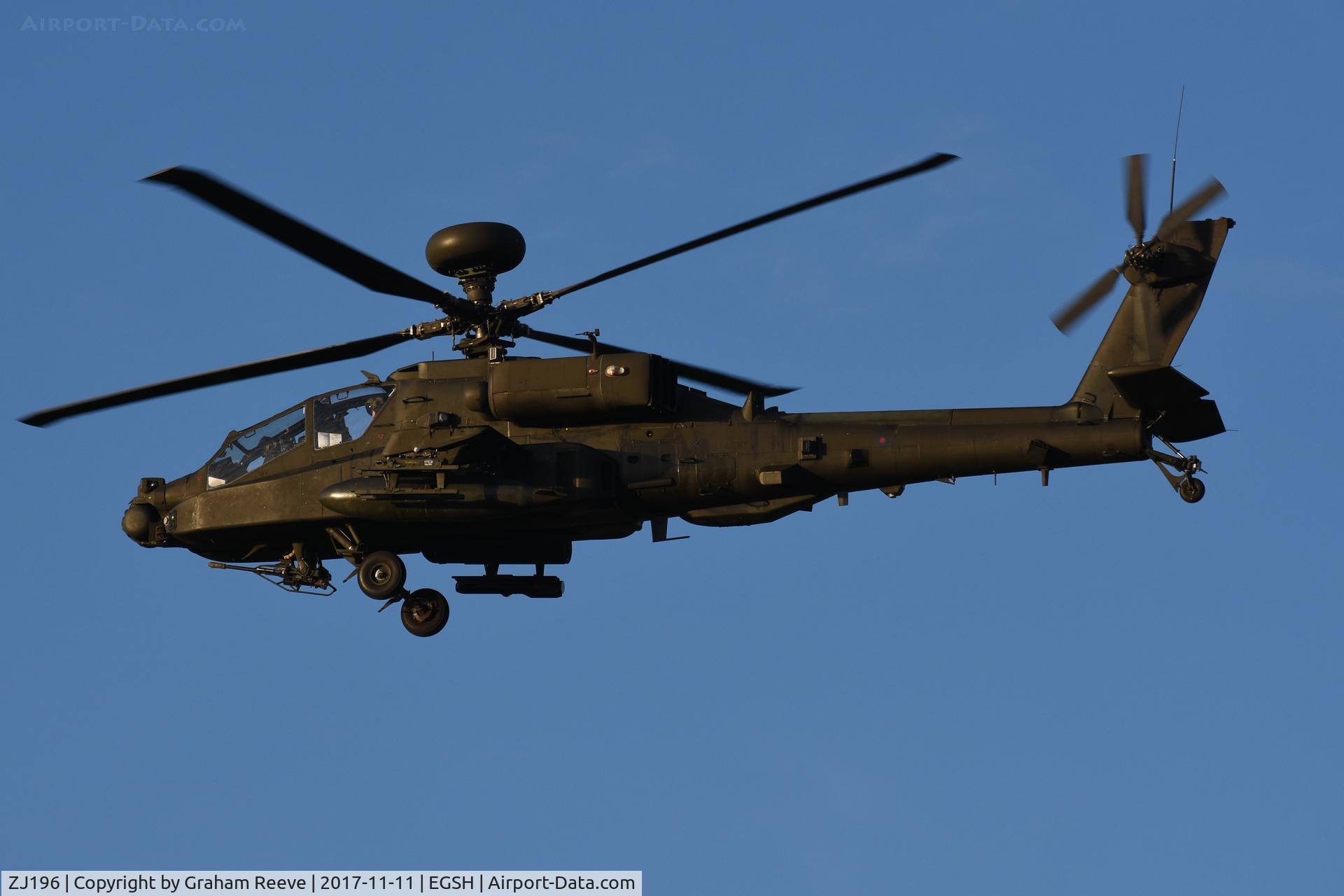 ZJ196, 2004 Westland Apache AH.1 C/N WAH.31, Landing at Norwich.