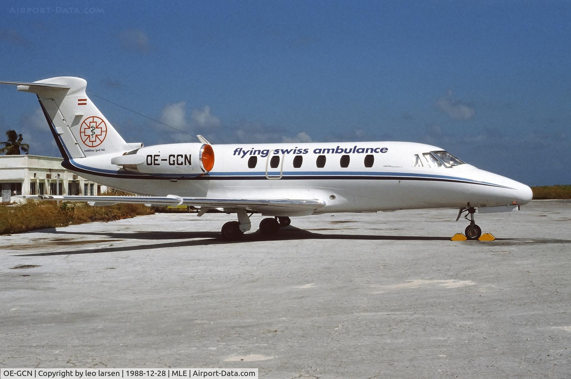 OE-GCN, 1984 Cessna 650 Citation III C/N 650-0014, Male Maldives 28.12.1988