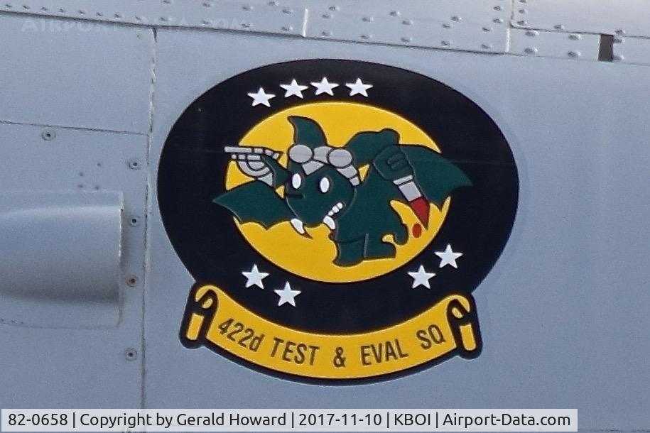 82-0658, 1982 Fairchild Republic A-10C Thunderbolt II C/N A10-0706, Logo for the 422nd T&E Sq., 53rd Wing, 79th Test & Evaluation Group, Nellis AFB, NV.