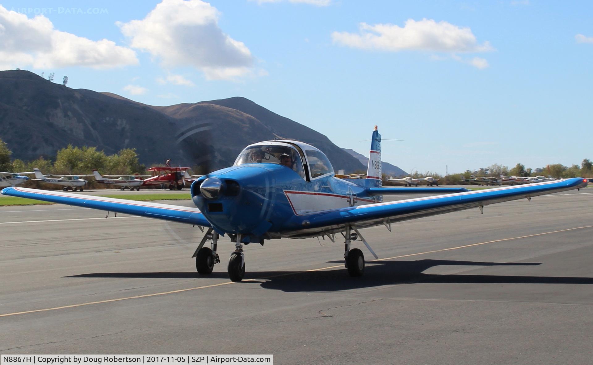N8867H, 1947 North American Navion C/N NAV-4-867, 1947 North American NAVION, Continental IO-520 285 Hp upgrade, Young Eagles flight, taxi back