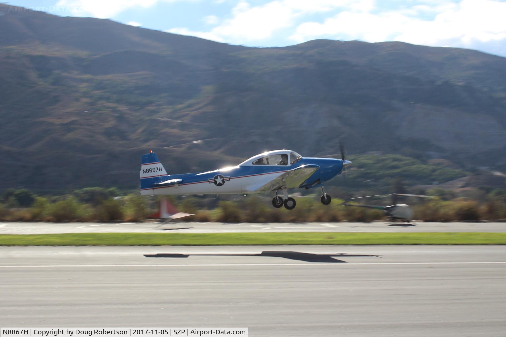 N8867H, 1947 North American Navion C/N NAV-4-867, 1947 North American NAVION, Continental IO-520 285 Hp upgrade, takeoff climb Rwy 22, Young Eagles flight