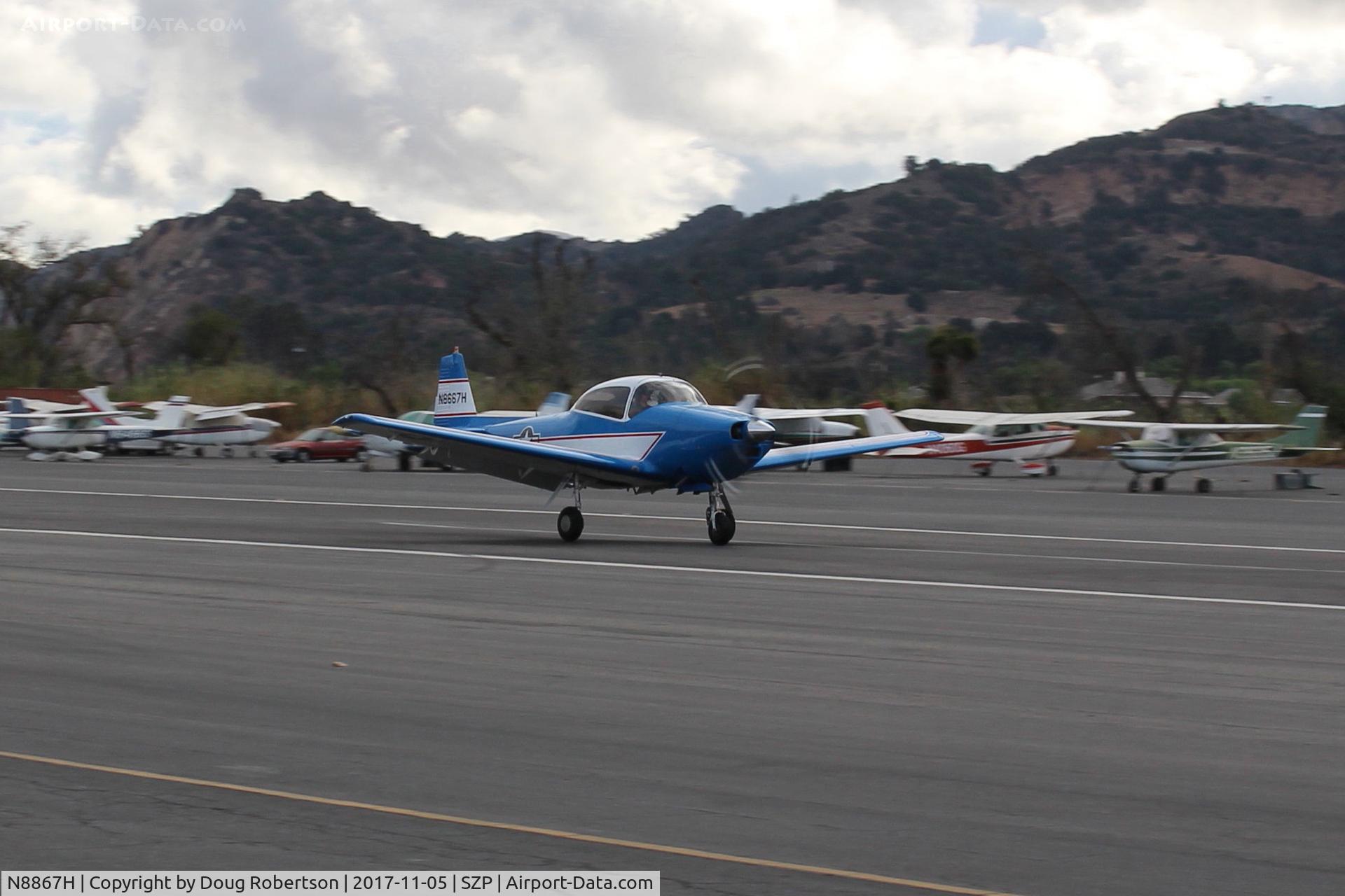 N8867H, 1947 North American Navion C/N NAV-4-867, 1947 North American NAVION, Continental IO-520 285 Hp upgrade, landing roll Rwy 22, Young Eagles flight