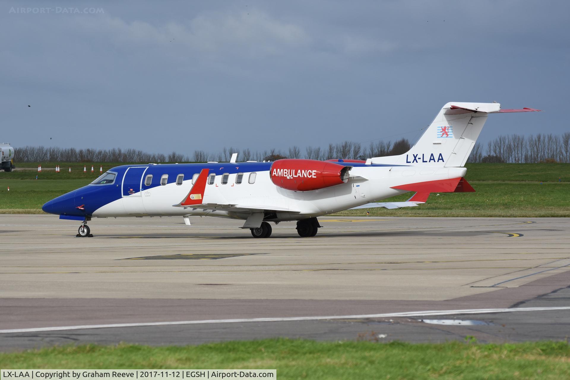 LX-LAA, 2006 Learjet 45 C/N 45-308, Parked at Norwich.