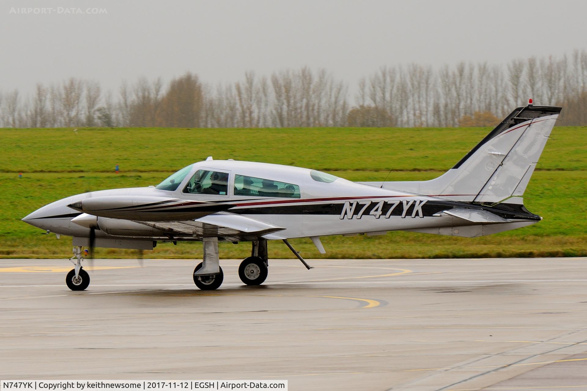 N747YK, 1975 Cessna 310R C/N 310R0138, Arriving at Norwich, from and to Jersey.