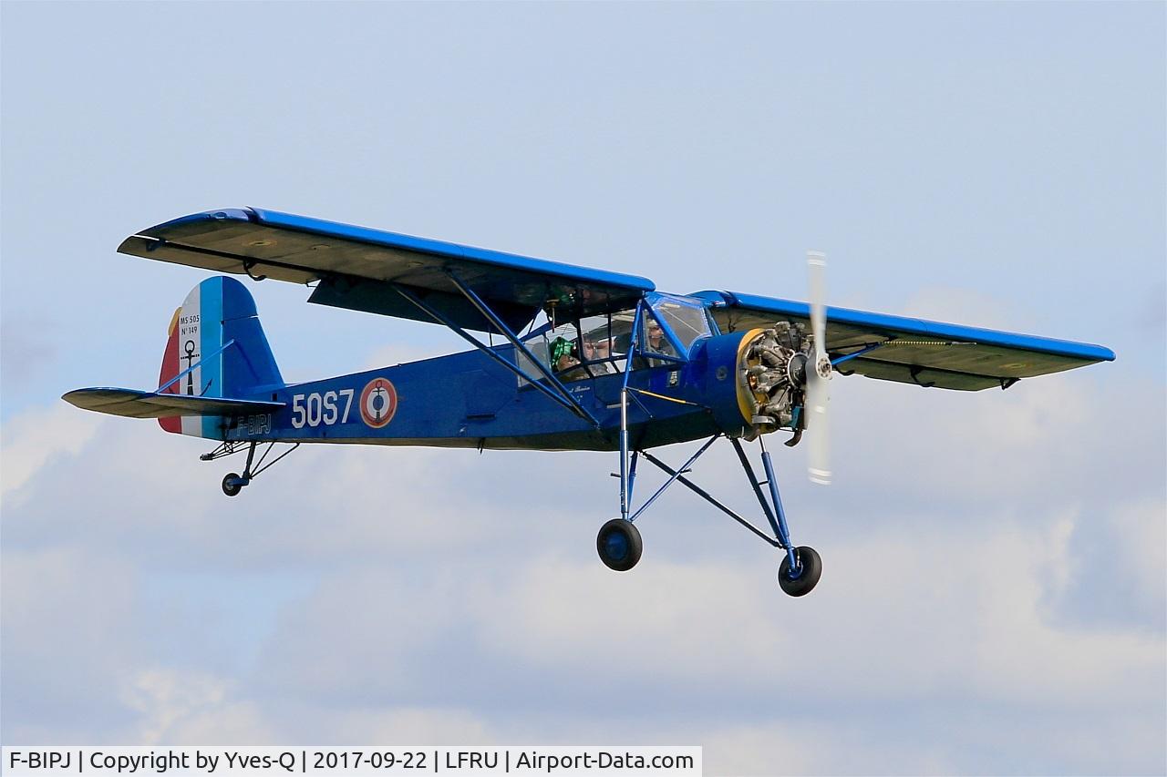 F-BIPJ, Morane-Saulnier MS-505 Criquet C/N 149, Morane-Saulnier MS-505 Criquet, On final rwy 23, Morlaix-Ploujean airport (LFRU-MXN) Air show 2017