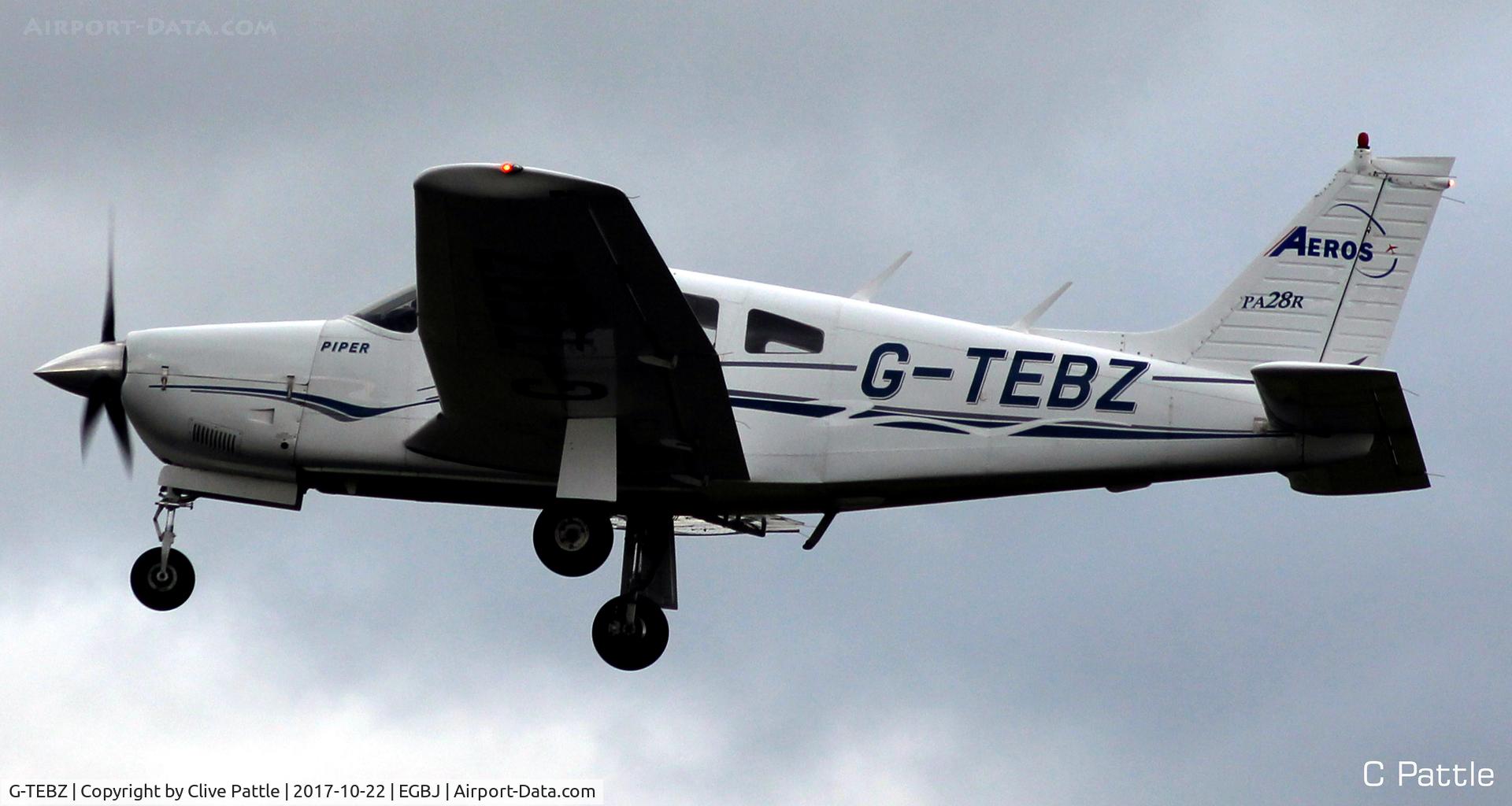 G-TEBZ, 1977 Piper PA-28R-201 Cherokee Arrow III C/N 28R-7737050, Finals at EGBJ