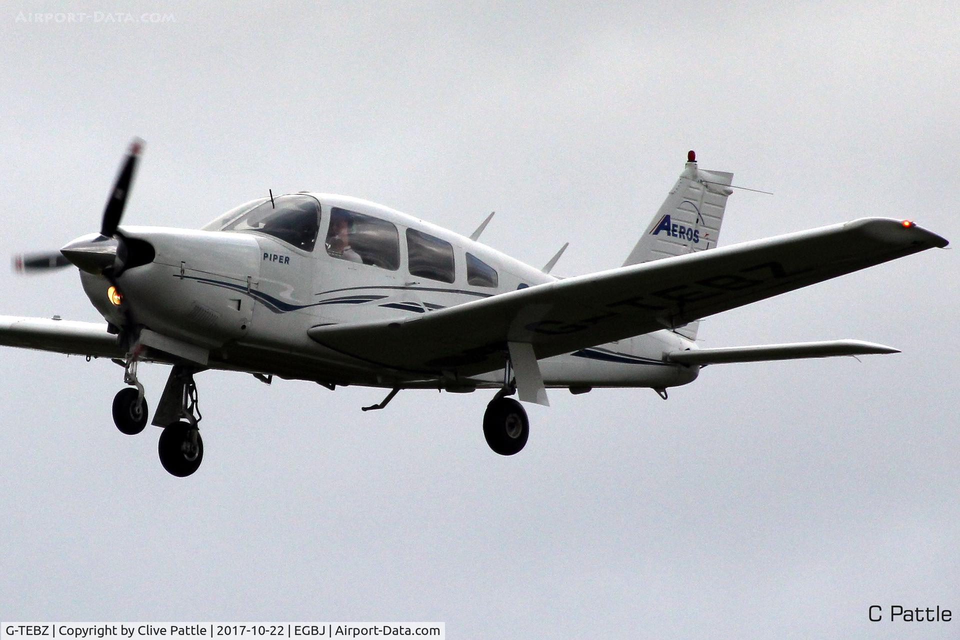 G-TEBZ, 1977 Piper PA-28R-201 Cherokee Arrow III C/N 28R-7737050, Finals at EGBJ